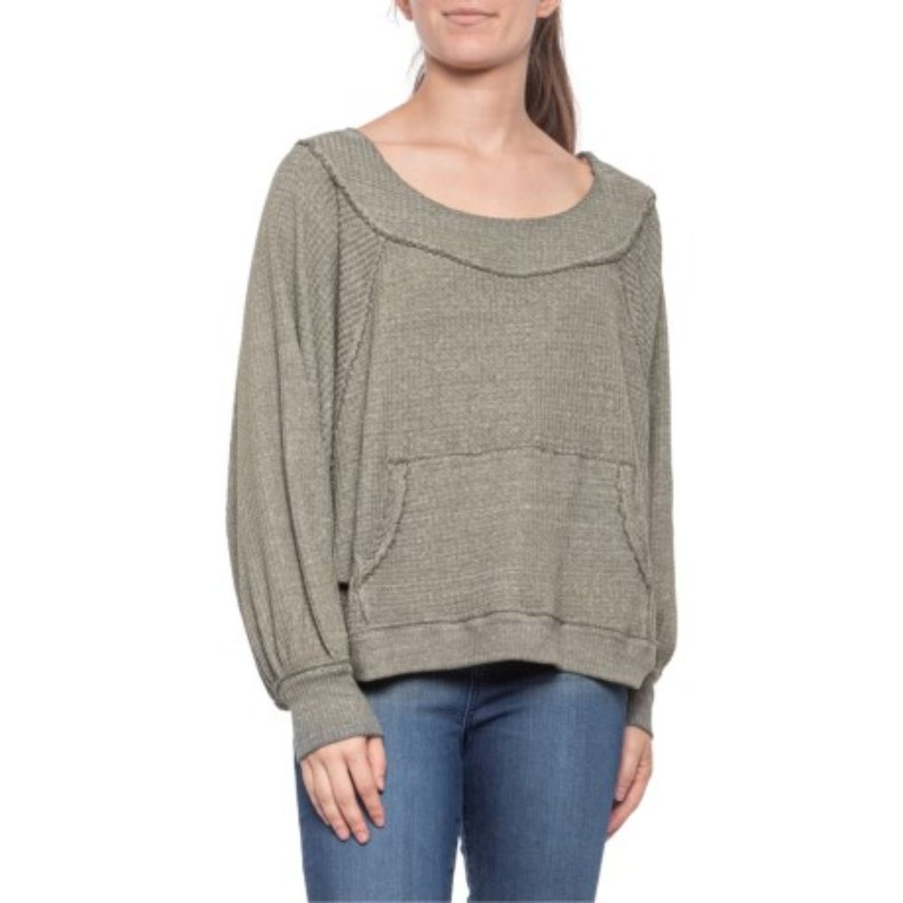 Free People West End Thermal Top Army S NWT